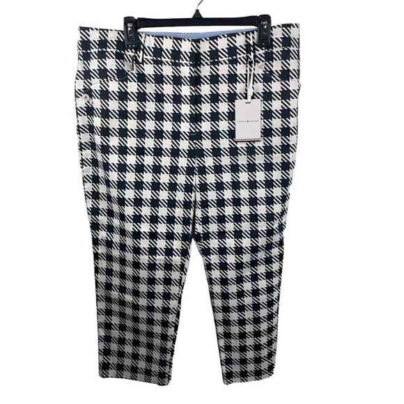 NWT Tommy Hilfiger Navy White Checkered Work Chino Pants Size 12 MSRP 89$ - Picture 1 of 8
